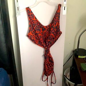 One piece swimsuit orange reddish and black